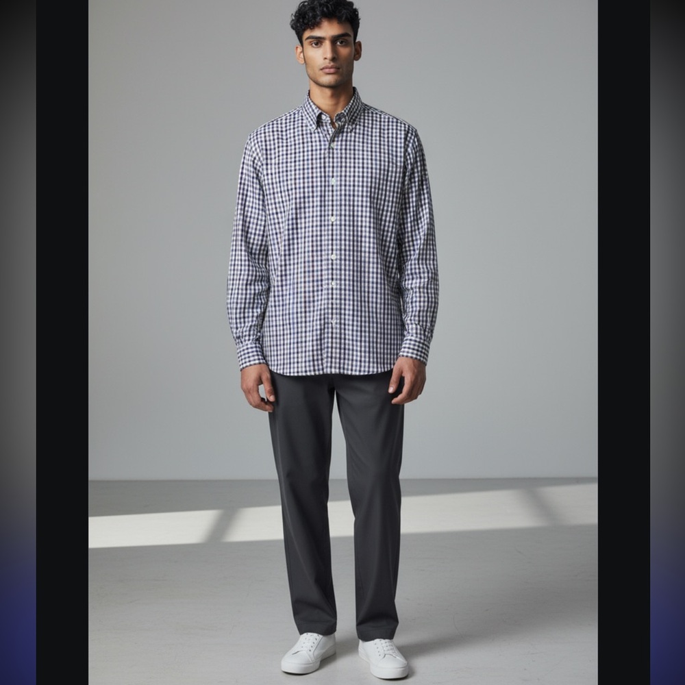 Ben Sherman Tailor Skinny Fit button down long sleeve gingham shirt 17 1/2 - 34